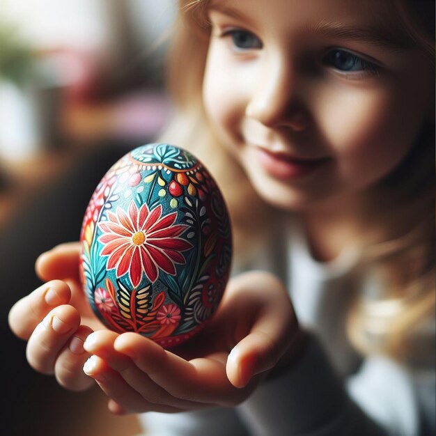 Kinder halten das Neon-Ostereier in der Hand