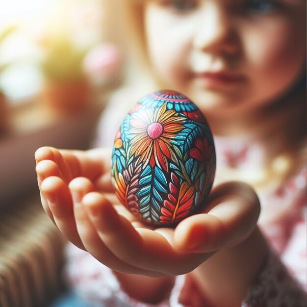 Kinder halten das Neon-Ostereier in der Hand