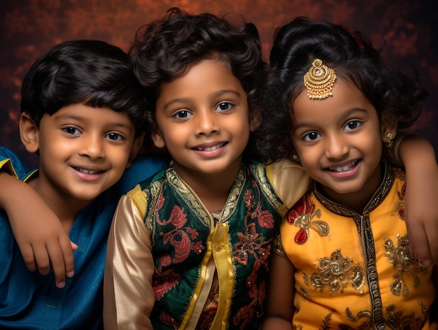 Kinder in Indien mit glücklichem Gesichtsausdruck