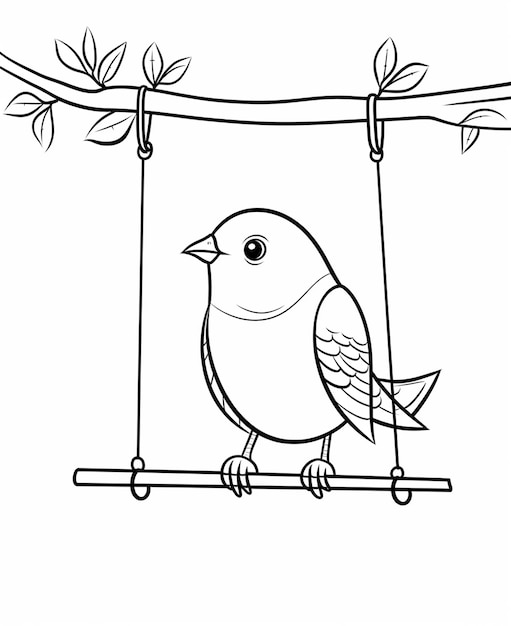 Kinder Malbuch Vogel von Hand gezeichnet Kawaii Weihnachten
