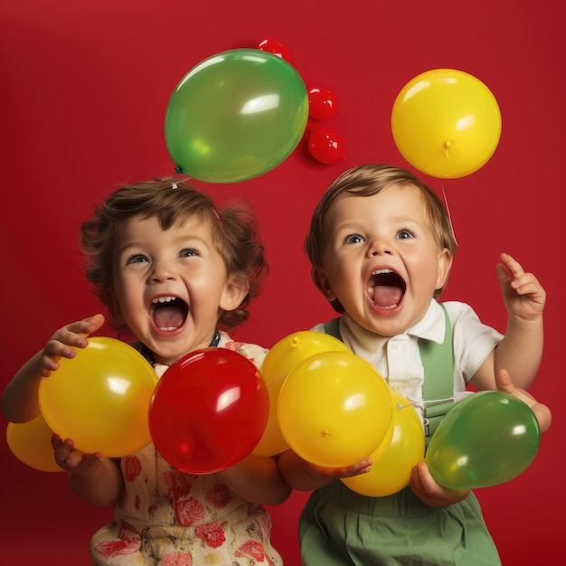 Kinder mit Ballons ein freudiger Moment