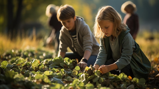 Foto kinder organisieren eine nachbarschaftstapete