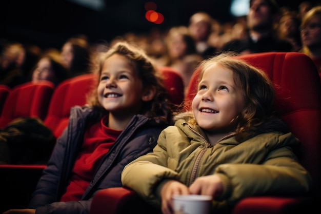 Kinder schauen sich Filme im Kino an. Generative KI