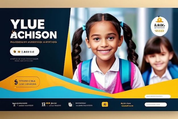 Kinder-Schul-Zugriff benutzerdefinierte Video-Thumbnail und Web-Banner-Vorlage