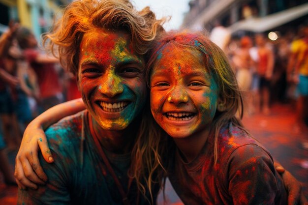 Kinder spielen Holi-Festival-Hintergrund