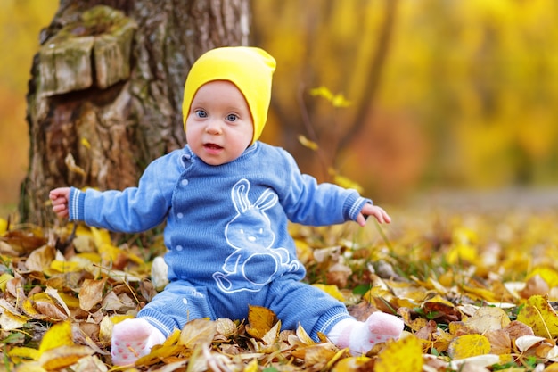 Kinder spielen im Herbstpark