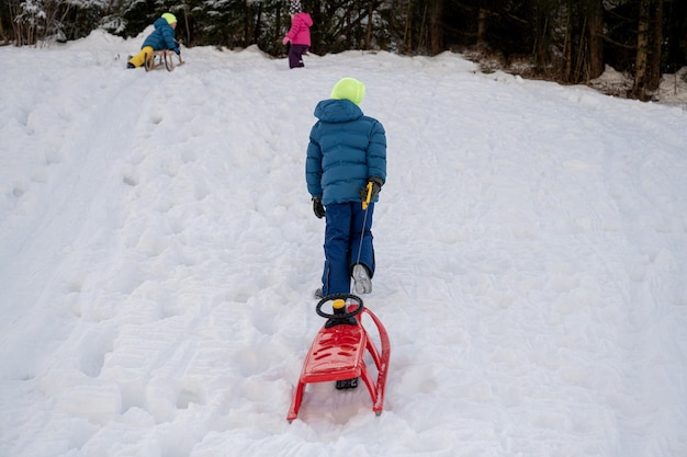 Kinder spielen im Schnee