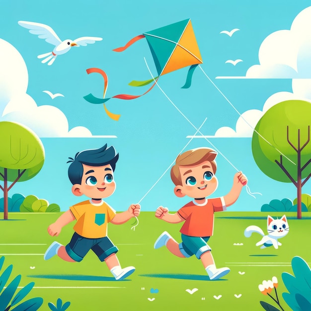 Foto kinder spielen kite