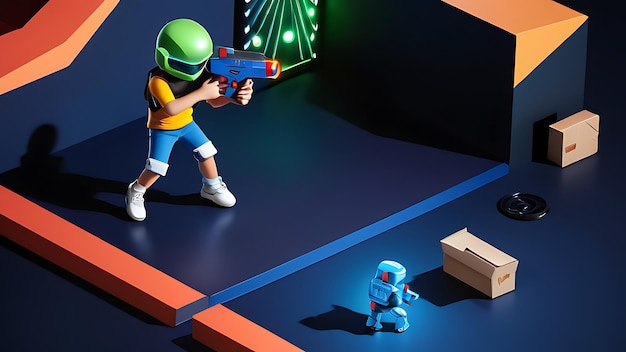 Kinder spielen Laser-Tag-Poster mit Kopierplatz