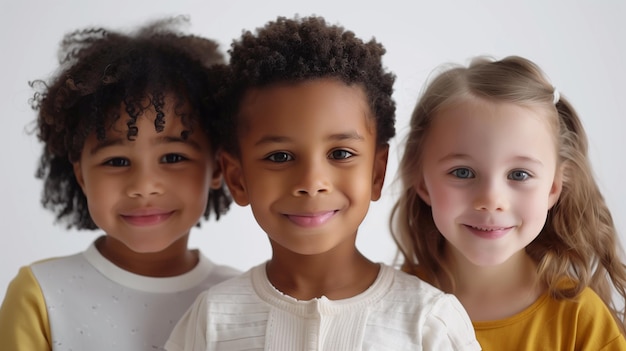 Foto kinder verschiedener ethnien schauen lächelnd in die kamera mestizaje und kulturelle vielfalt