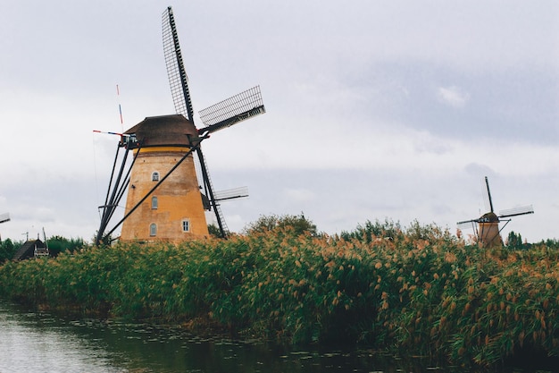 Kinderdijk Windmühlen im Wind