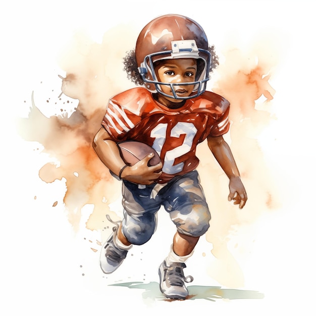 Foto kinderfußball amerikanischer fußball clipart aquarell-illustration generative ki