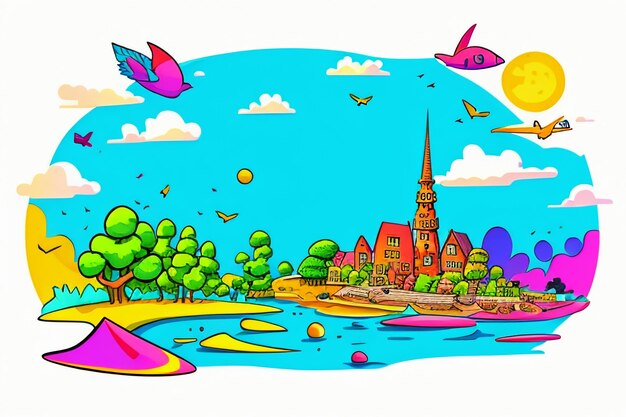 Kindergeschichte-Bilderbuchillustration, niedliche Cartoon-Anime-Tapete, Hintergrundillustration