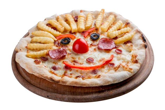 Kinderlächelnde Pizza Gerichte für Kinder