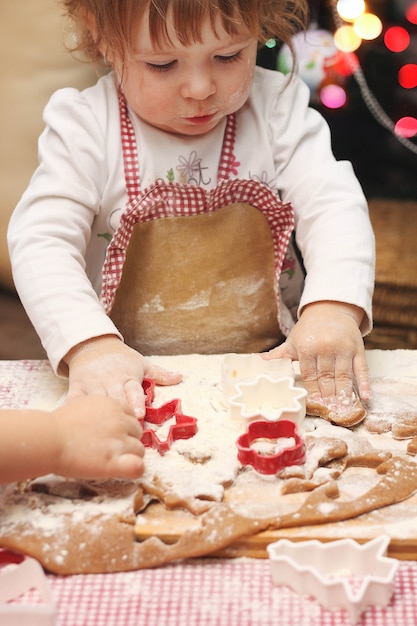 Kinderschürze, die Lebkuchenplätzchenküche kocht