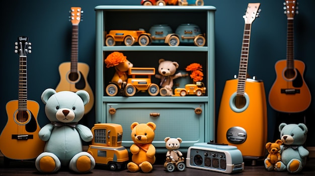 Kinderspielzeug Set aus verschiedenen süßen Spielzeugen