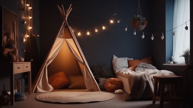 Kinderzimmer in dunklen Farben