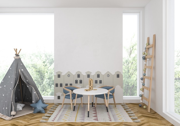 Kinderzimmer mit leeren Wand