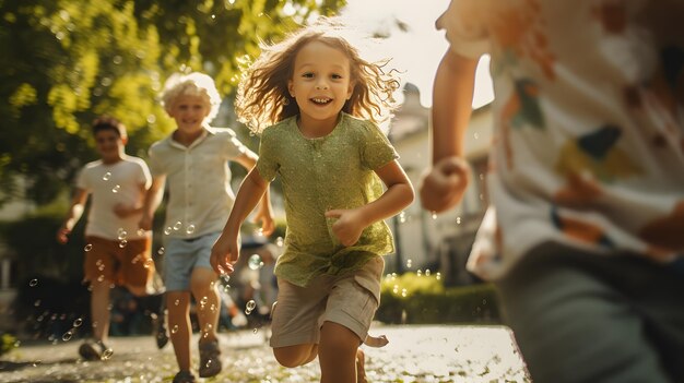 Kindheitsglück Kinder spielen CatchUp im Park