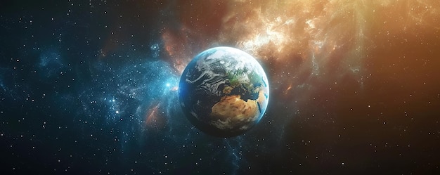 Kinematografische Szene des Planeten Erde auf sternenförmigem Weltraumhintergrund