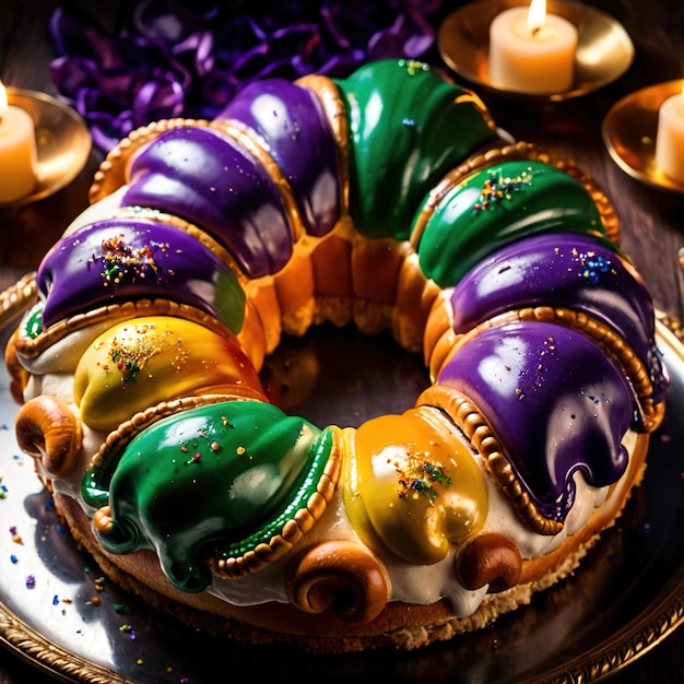 King Cake tradicional popular bolo de sobremesa doce