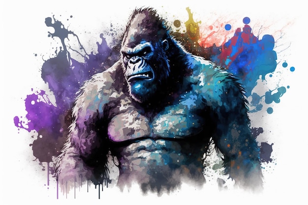 King Kong-Aquarellmalerei, erstellt mit generativer KI