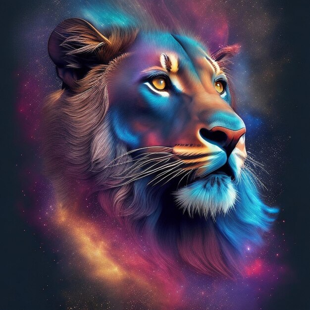 King Lion Nebulous Galaxy TShirt Art TShirt Design Shirt Print Splash Art