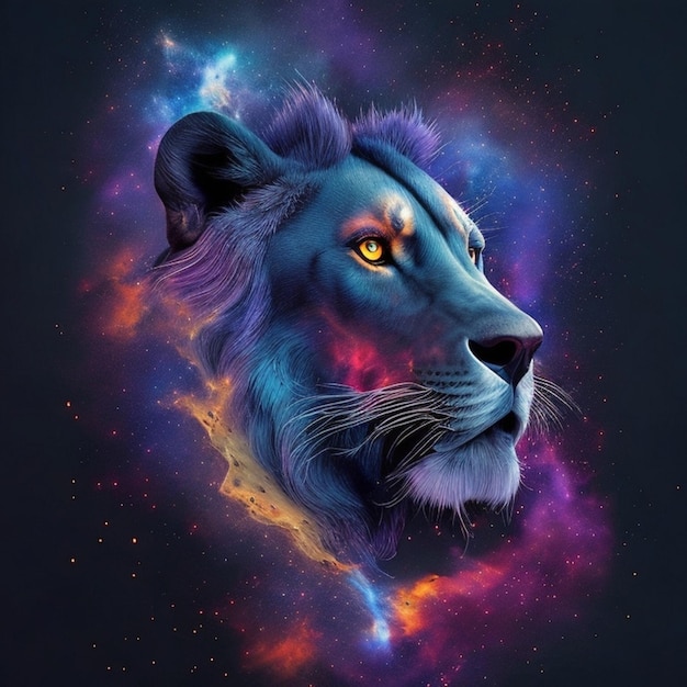 King Lion Nebulous Galaxy TShirt Art TShirt Design Shirt Print Splash Art