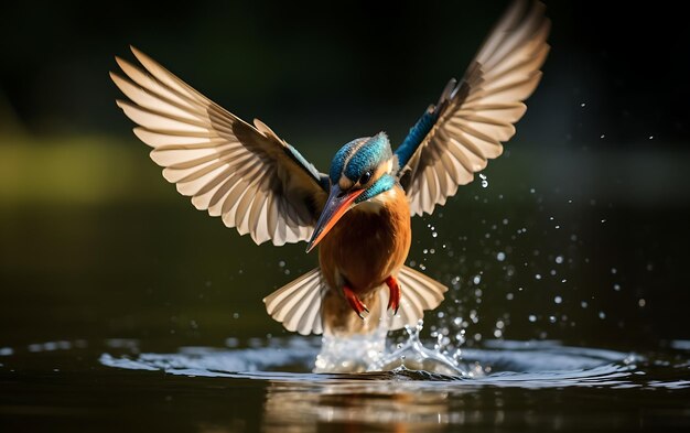 Foto kingfisher comum alcedo neste salto na água