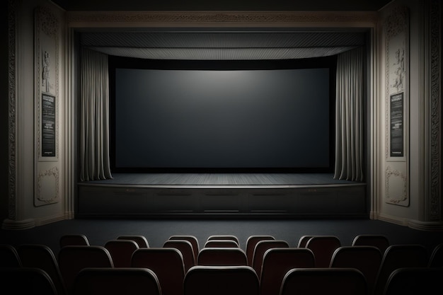 Kino mit leerem Bildschirm Mock-up Anzeigenkonzept KI-Generierung