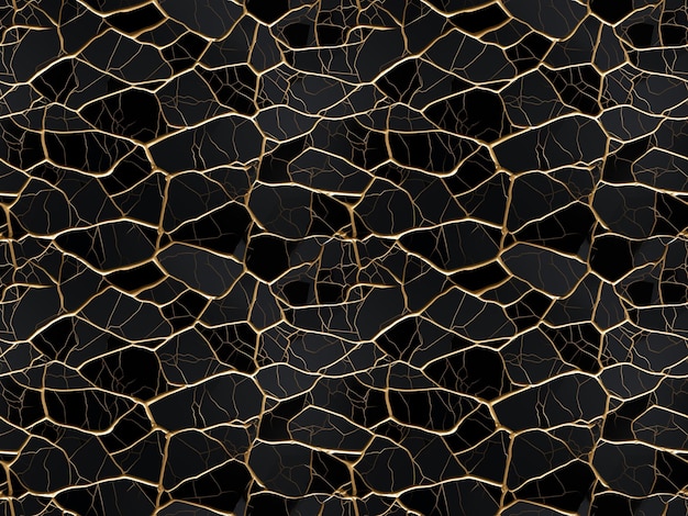 Kintsugi dourado padrão sem costura luxo Kintsukuroi dourado azulejos crack textura de mármore quebrado
