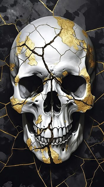 Kintsugi Skull Poster Gerado pela IA