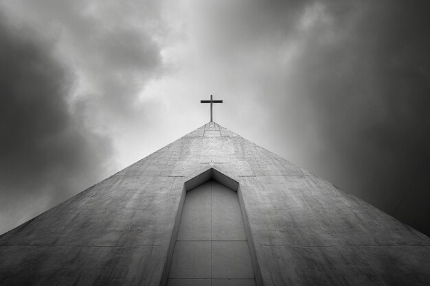 Kirche mit trüber grauer Farbe dunkler Himmel