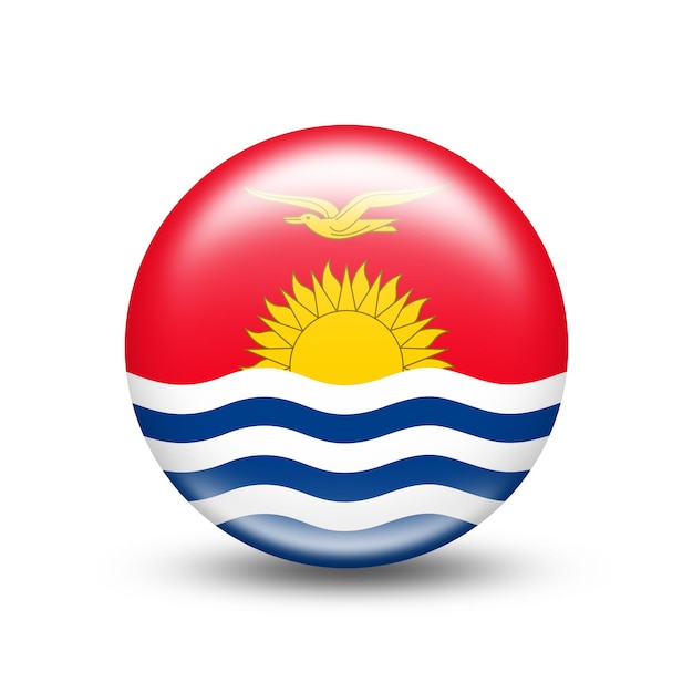 Kiribatische Landesflagge in Kugel mit weißem Schatten - Illustration