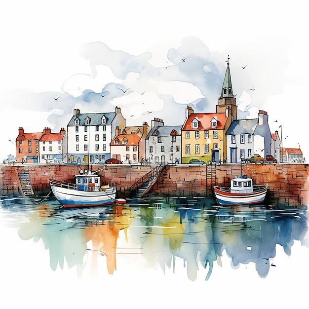 Kirkwall Escocia Acuarela Clipart