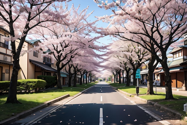 Kirschblüte in der japanischen Straße