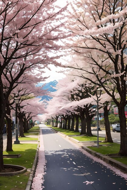 Kirschblüte in der japanischen Straße