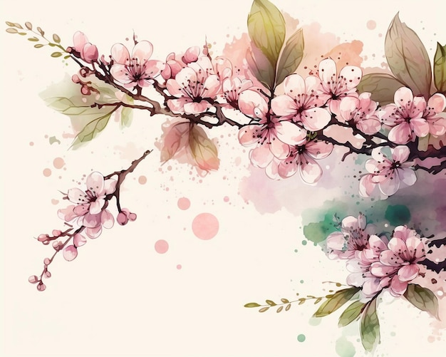 Kirschblüten-Aquarell-Banner generative KI