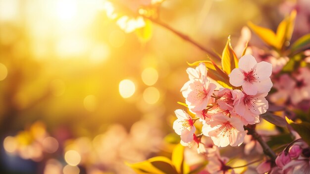 Kirschblüten in einem sonnigen Frühlingsgarten mit verschwommenem Hintergrundbokeh