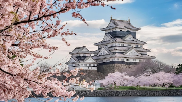 Kirschblüten und Schloss in Himeji, Japan