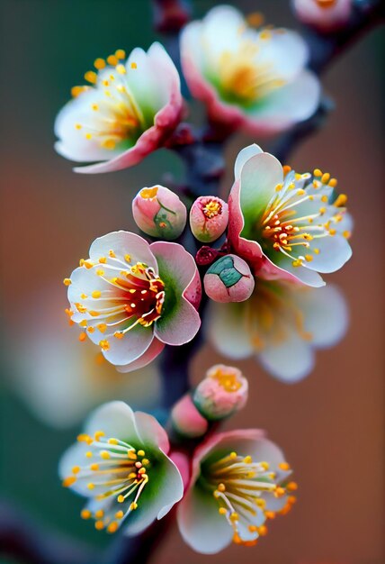 Kirschblütenzweig mit rosa Blumen kreative AI