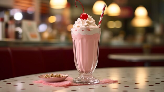 Kirschmilchshake in einem klassischen American-Diner-Food-Fotografie-Konzept