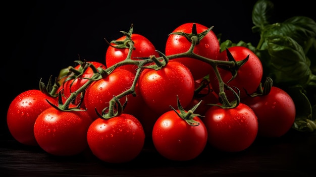 Kirschtomaten auf schwarzem Hintergrund