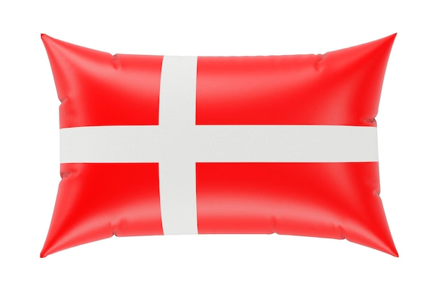 Kissen mit dänischer Flagge 3D-Rendering