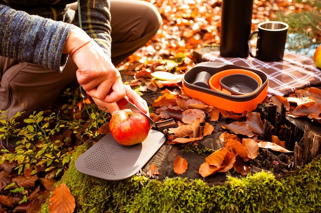 Kit de camping para meriendas y tomar té o café