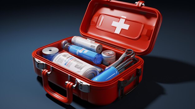 Kit de primeiros socorros caso médico renderização 3d