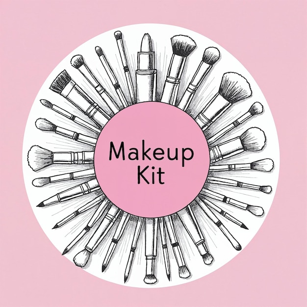 Kit de maquillaje con ilustraciones de pinceles