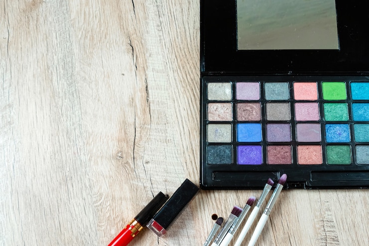 Foto kit de maquillaje profesional paleta de sombras de ojos multicolor párpados
