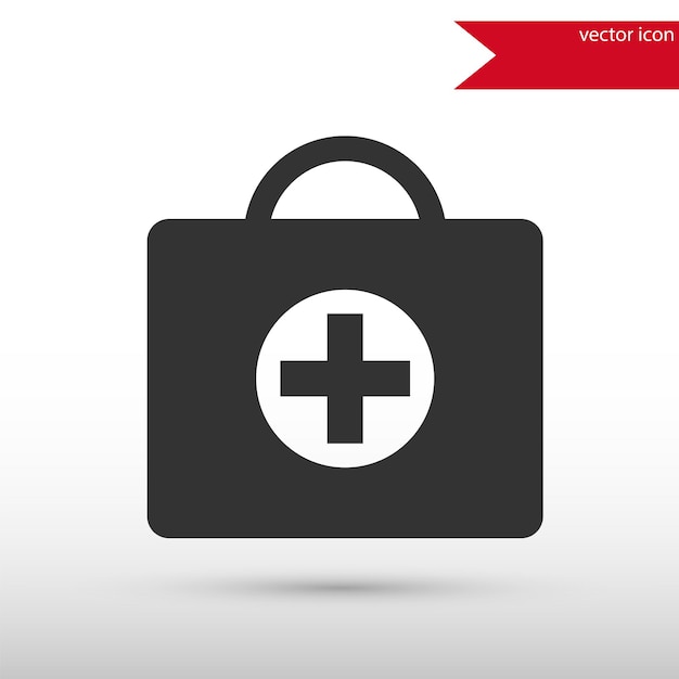 Kit de primeros auxilios Icon vectorial negro y jpg Objeto de estilo plano Arte