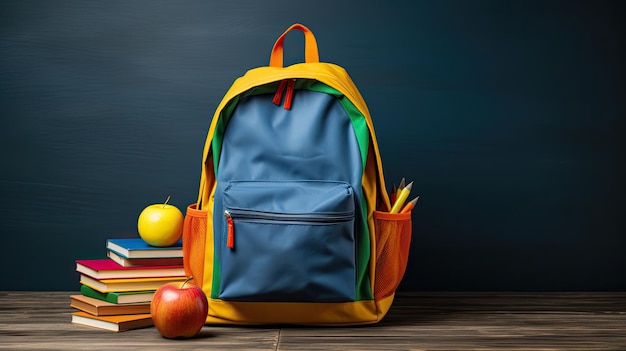 kit de regreso a la escuela con pizarra mochila lápices de colores bolsa mesa estacionaria crayones y libros